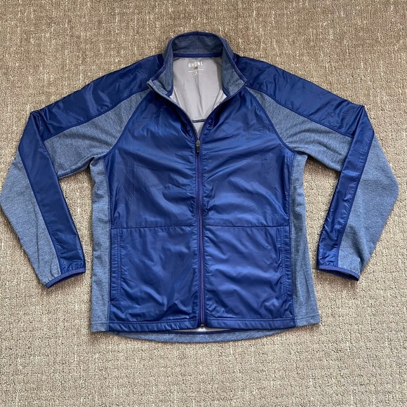 Rhone Mens Windbreaker Tech Terry Full Zip Jacket Tasman Blue Size Medium - Picture 9 of 9